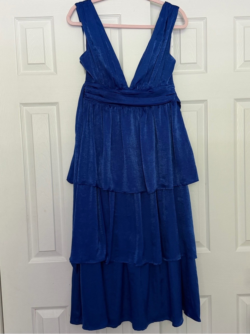 Lulu's Royal Blue Tiered Maxi Dress with Waist Tie